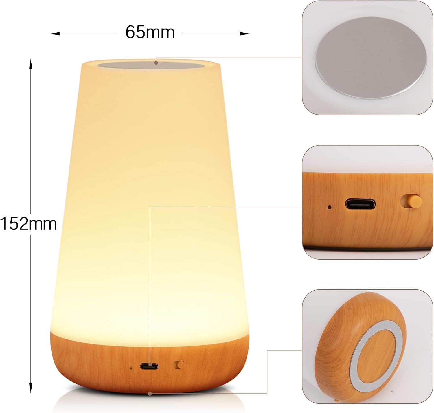 BowLift | Night Light, LED Touch Bedside Table Lamp, 13 RGB Colours Changing