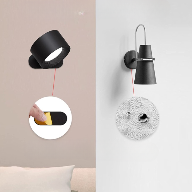 BowLift | LED Wall Lights, Wall-mounted Lamps with Rechargeable Battery, 3 Color Temperatures & 3 Brightness Levels, 360° Rotatable Magnetic Ball, Wireless Wall Lights for Study, Reading, Nightstand