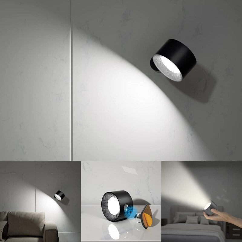 BowLift | LED Wall Lights, Wall-mounted Lamps with Rechargeable Battery, 3 Color Temperatures & 3 Brightness Levels, 360° Rotatable Magnetic Ball, Wireless Wall Lights for Study, Reading, Nightstand