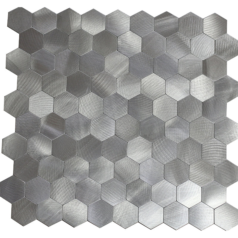 BowLift | Hexagonal Mosaic Tiles Metal Peel and Stick Tiles for Kitchen and Bathroom, 11.8" x 11.8"