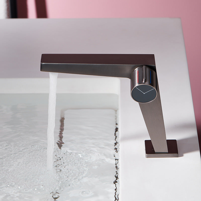 BowLift | Modern Bathroom Sink Faucet Brass Knob Handle Low Arc Basin Faucet