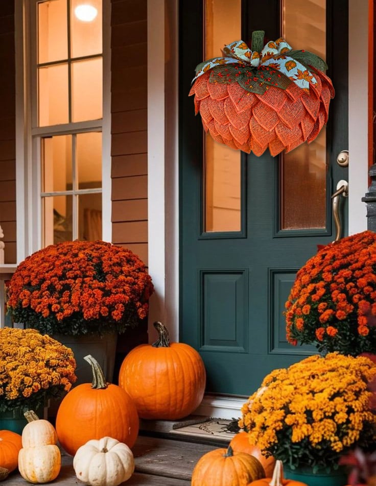 BowLift | Farmhouse Pumpkin Wreath For Front Door