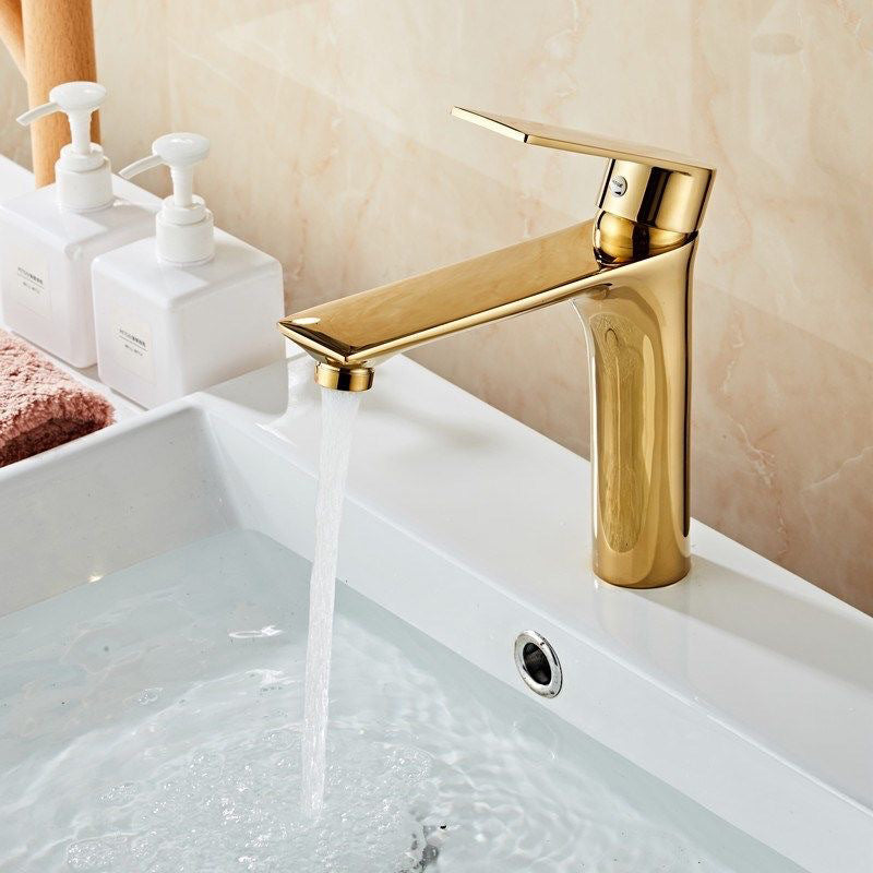 BowLift | Glam Vessel Sink Faucet Brass Lever Handles with Water Hose Sink Fitting