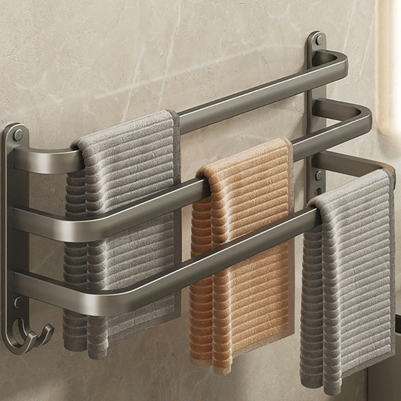 BowLift | 2-piece modern bathroom accessory set made of aluminum matte gray towel bar