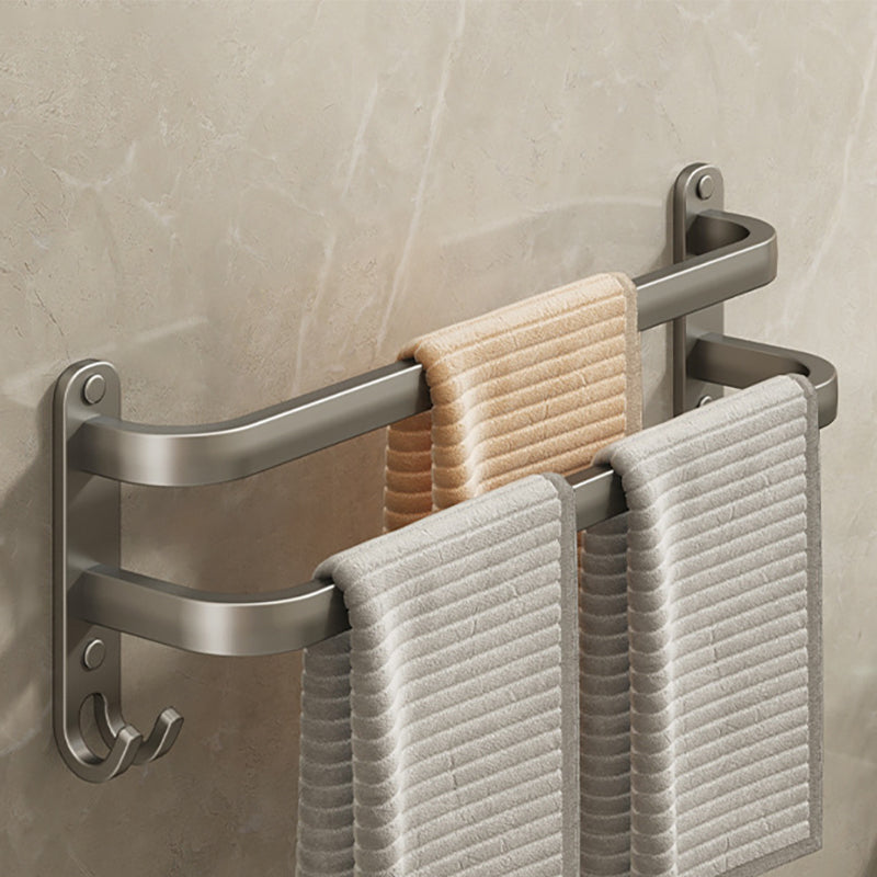 BowLift | 2-piece modern bathroom accessory set made of aluminum matte gray towel bar