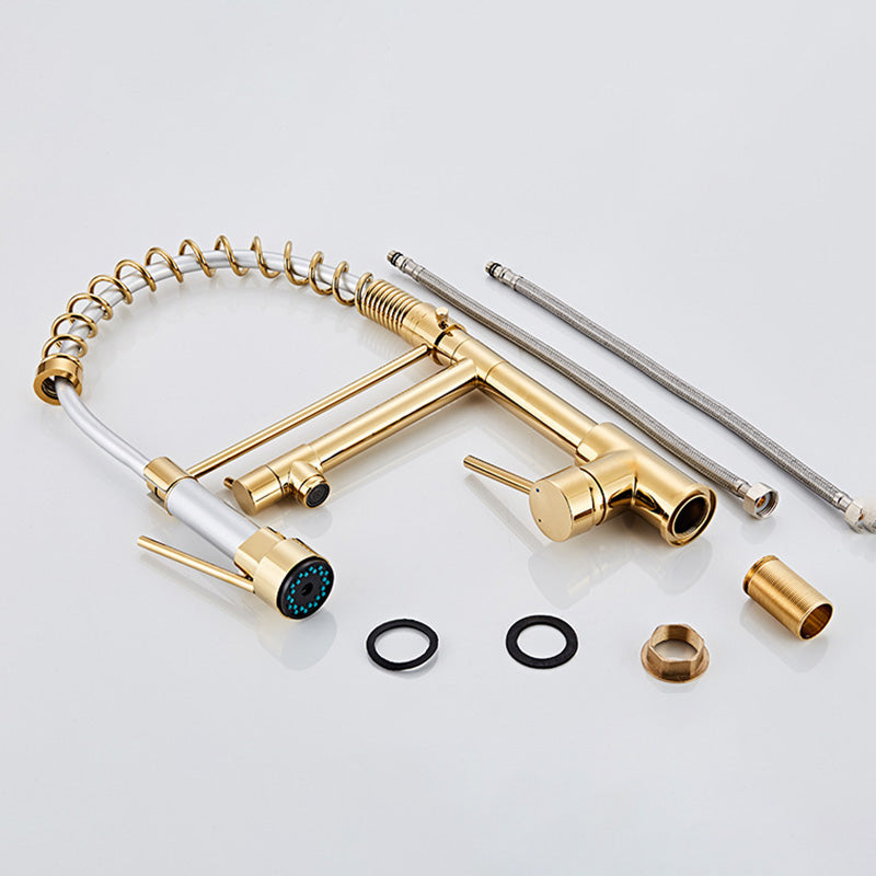 BowLift | Glam Basin Faucet Brass Lever Handles Spring Neck Three-Function Bathroom Sink Tap