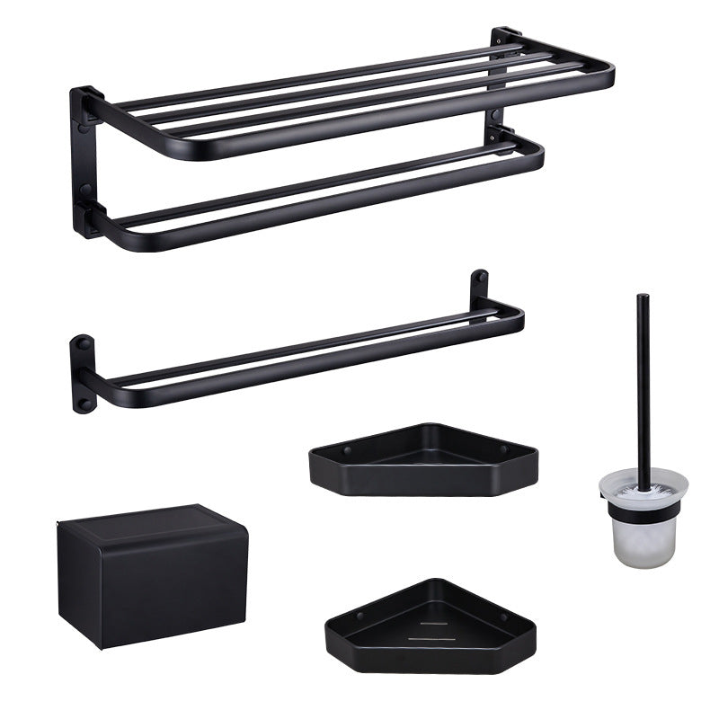 BowLift | Modern Bathroom Accessory Set Matte Black/Grey Bathroom Shelf/Towel Holder & Paper Holder