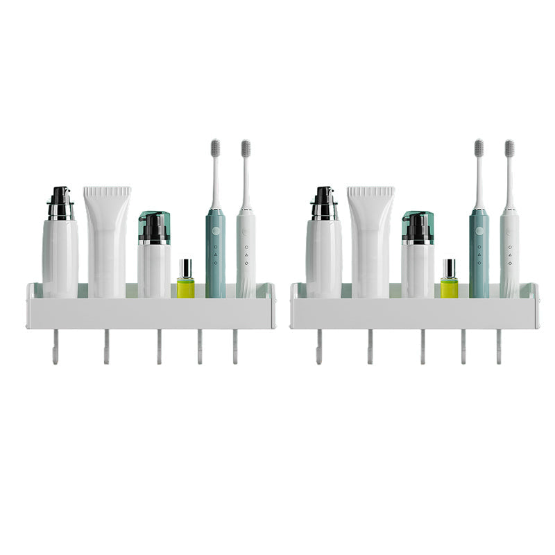 BowLift | 2-piece modern bathroom accessory set White rectangular bath shelf