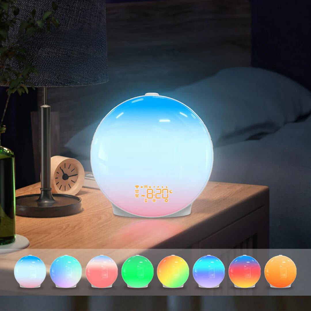 BowLift | Luxury Sunrise Simulation Alarm Clock Lamp | Soothing Sounds, Mood Lighting & Double Alarm for Relaxing Mornings