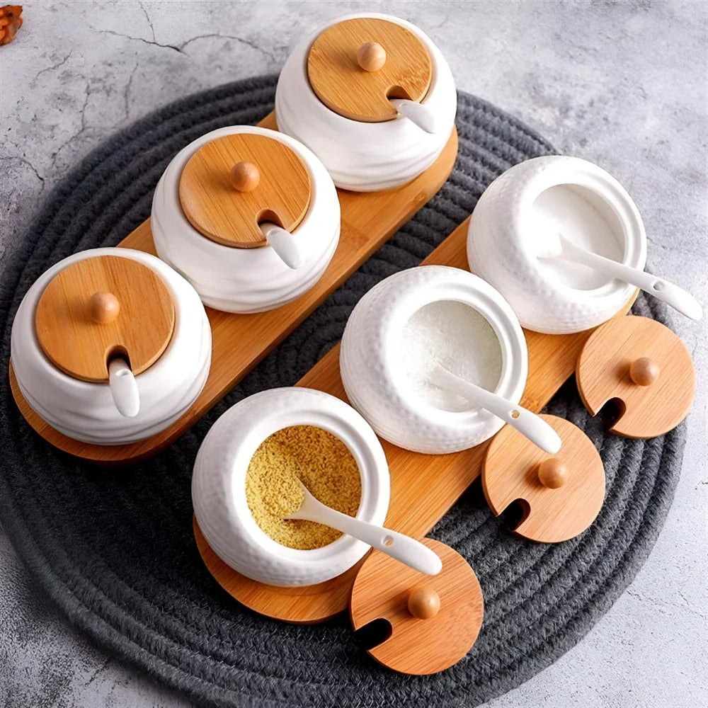 BowLift | Elegant Ceramic Storage Jar Set with Bamboo Tray