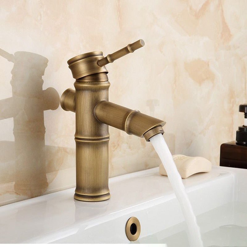 BowLift | Farmhouse Brass Bathroom Faucet With Lever Handle Single Hole Sink Faucet
