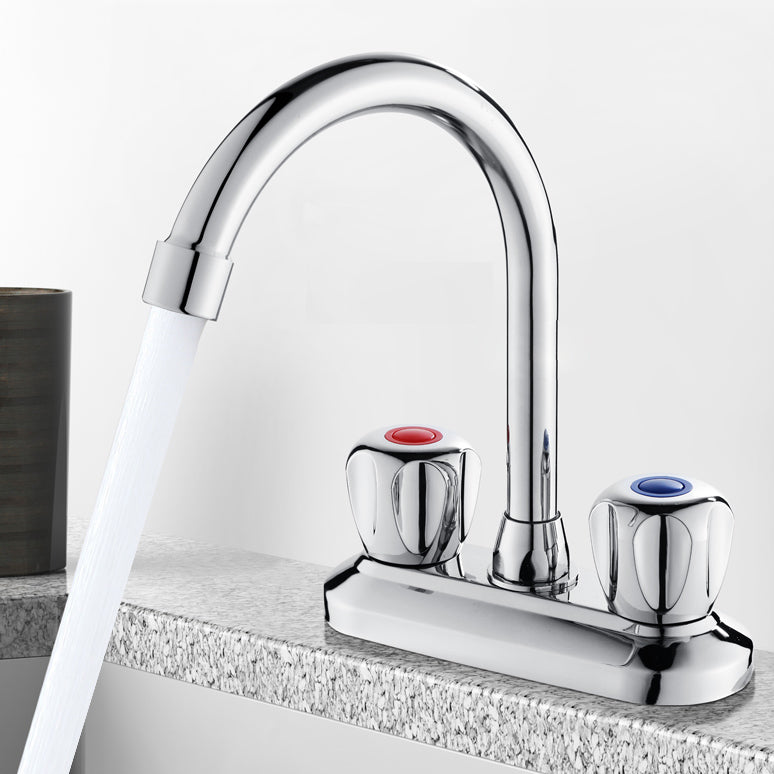 BowLift | 2-Handle Brass Bathroom Faucet Modern High Arc Center Tap