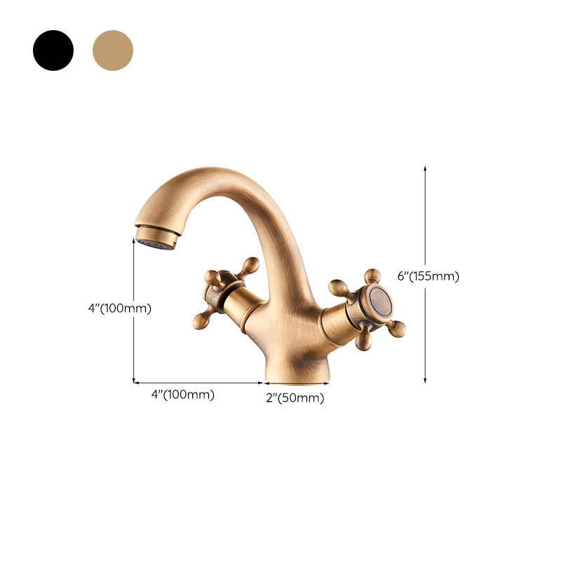 BowLift | Glam Vanity Sink Faucet Brass Cross Handles Low Arc Basin Faucet