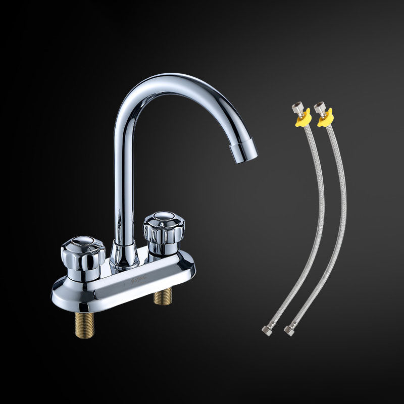 BowLift | Three-Hole Centerset Bathroom Sink Faucet Contemporary Brass Faucet