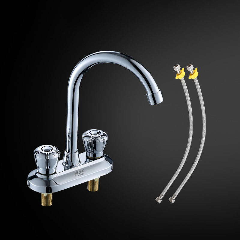 BowLift | Three-Hole Centerset Bathroom Sink Faucet Contemporary Brass Faucet