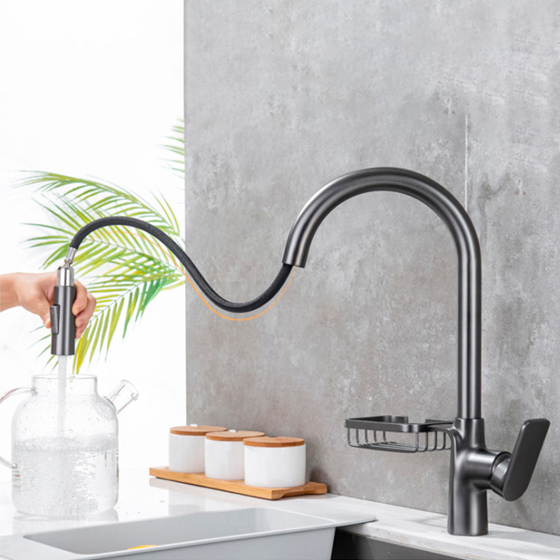 BowLift | Goose Neck Kitchen Sink Faucet Three-Way Flow with Pull-Down Spray Head
