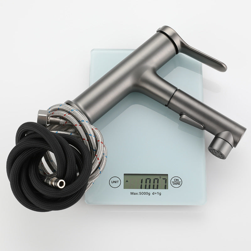 BowLift | Extendable Bathroom Faucet Brass Modern Faucet with Water Hose