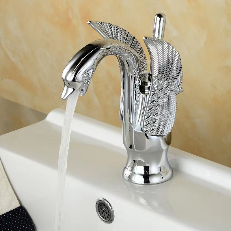BowLift | Full brass bathroom sink faucet hot and cold water single lever sink faucet