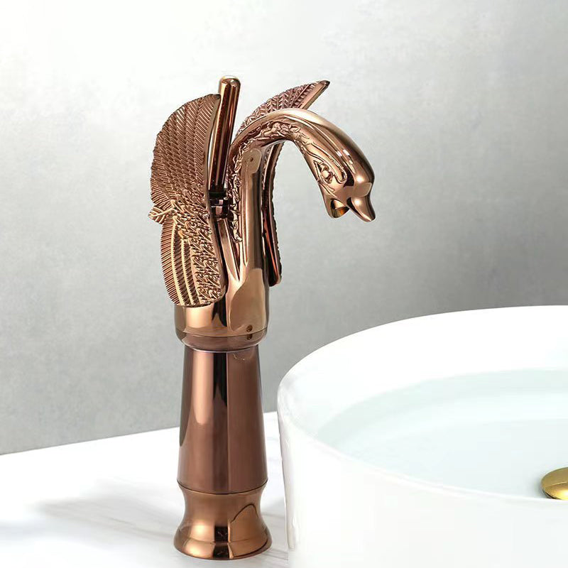 BowLift | Full brass bathroom sink faucet hot and cold water single lever sink faucet
