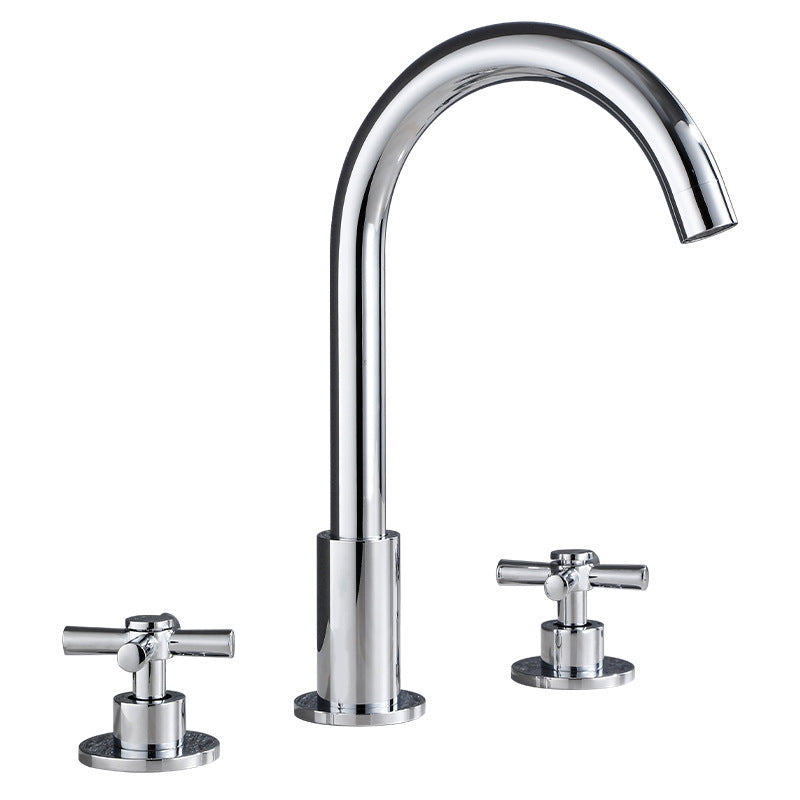 BowLift | Goose Neck Bathroom Sink Faucet 2 Handles Hot and Cold Water Sink Faucet with Drain