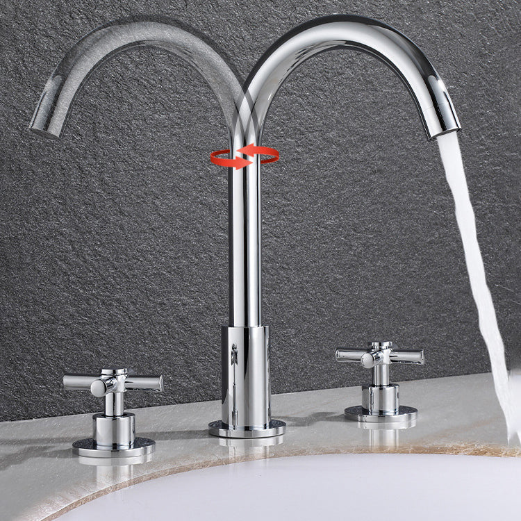 BowLift | Goose Neck Bathroom Sink Faucet 2 Handles Hot and Cold Water Sink Faucet with Drain