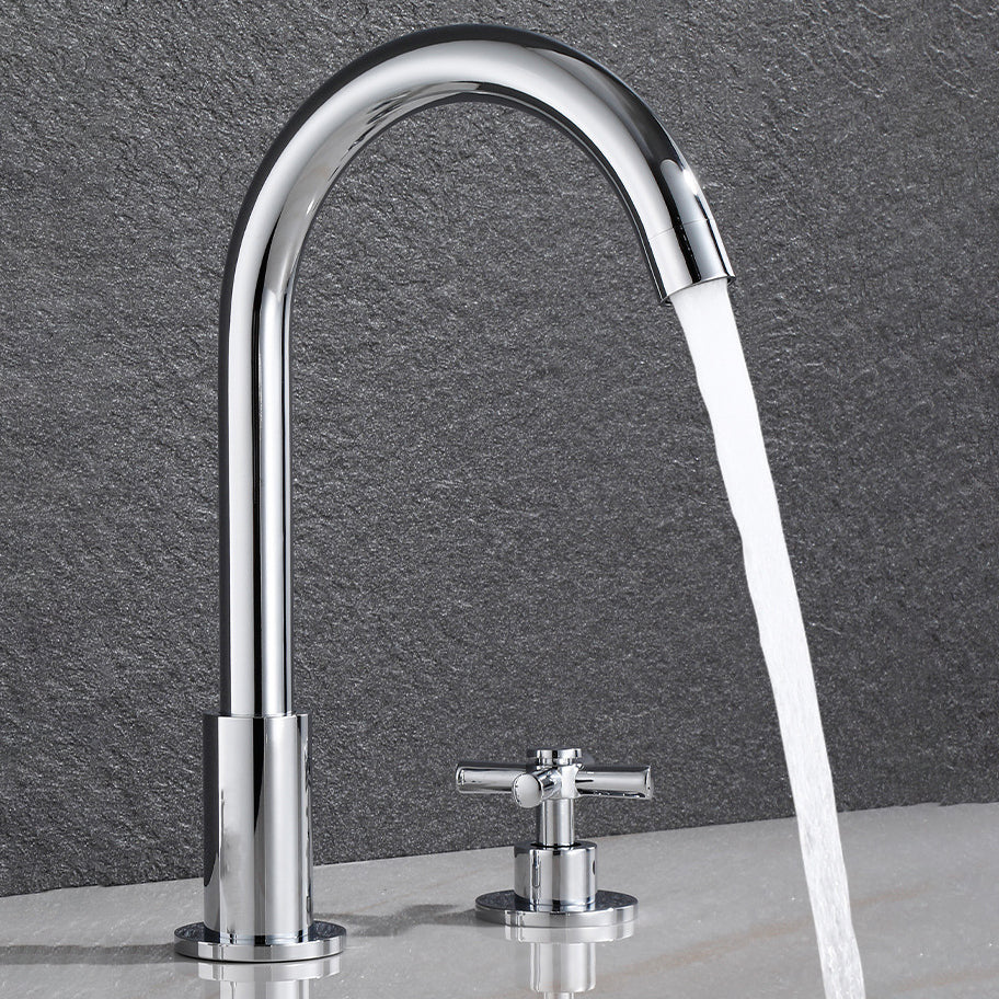 BowLift | Goose Neck Bathroom Sink Faucet 2 Handles Hot and Cold Water Sink Faucet with Drain
