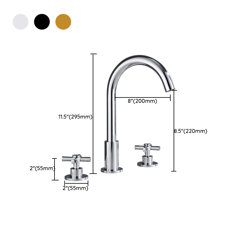 BowLift | Goose Neck Bathroom Sink Faucet 2 Handles Hot and Cold Water Sink Faucet with Drain