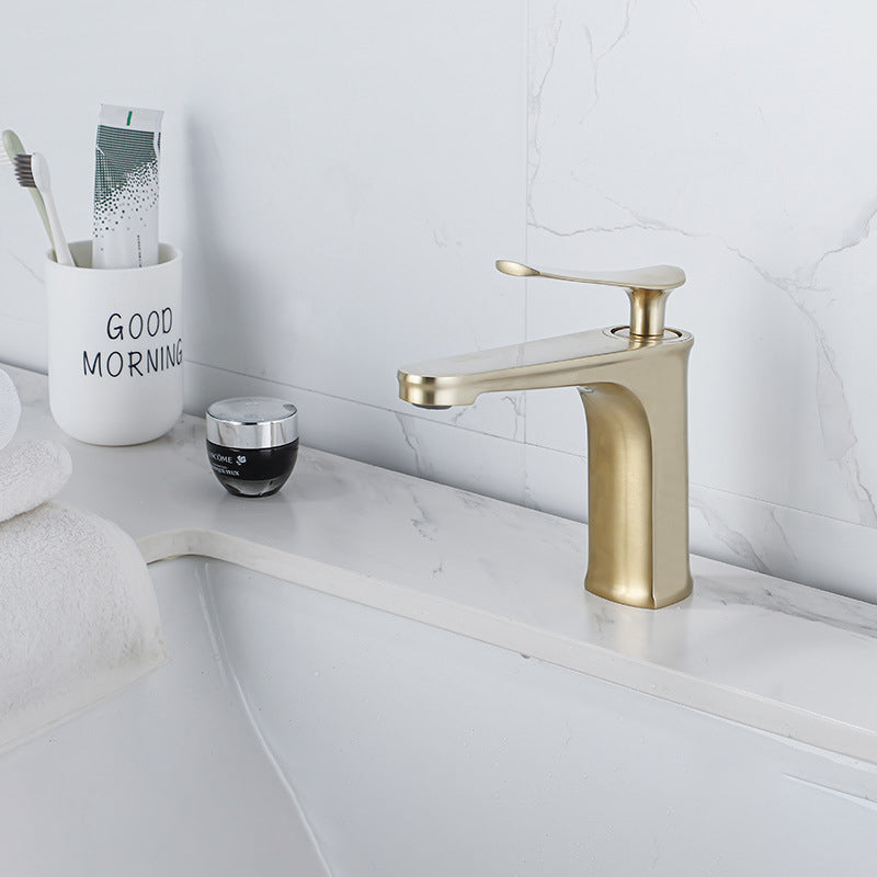 BowLift | 1 Handle Solid Copper Bathroom Sink Faucet Nordic Modern Vanity Faucet with Drain