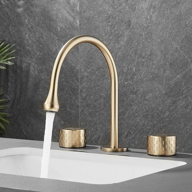 BowLift | Double Handle Tub Filler Deck Mounted High Arc Brass Modern Roman Tub Filler