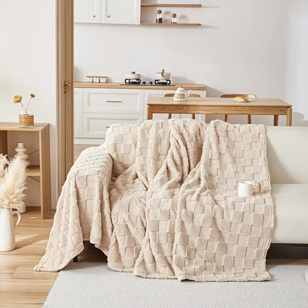 BowLift | Checkered Plush Velvet Sofa Cover