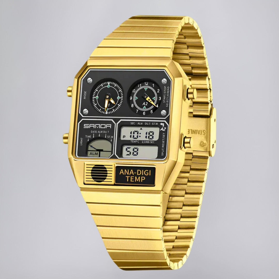Dual-Display Watch in Retro-Modern Case Design