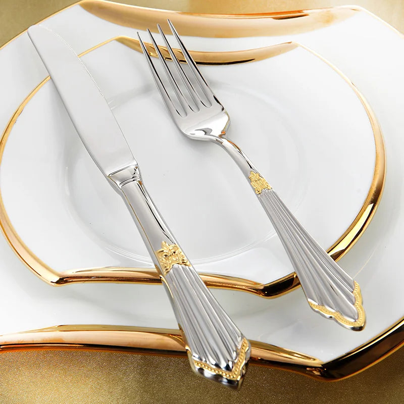 BowLift | 4-Piece Luxury Gold Inlay Cutlery Set