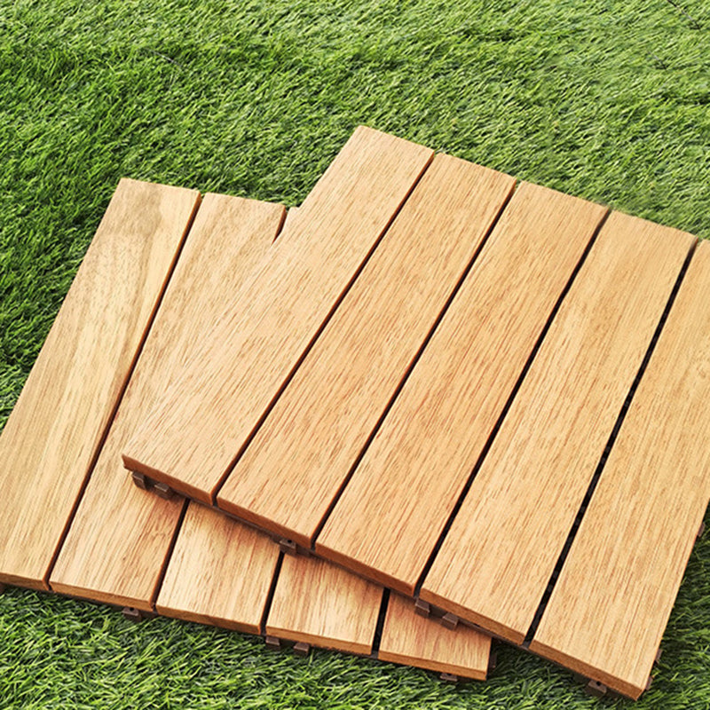 BowLift | Teak-Finish 5-Slat Square Wooden Floor Tiles Connection Garden Tiles