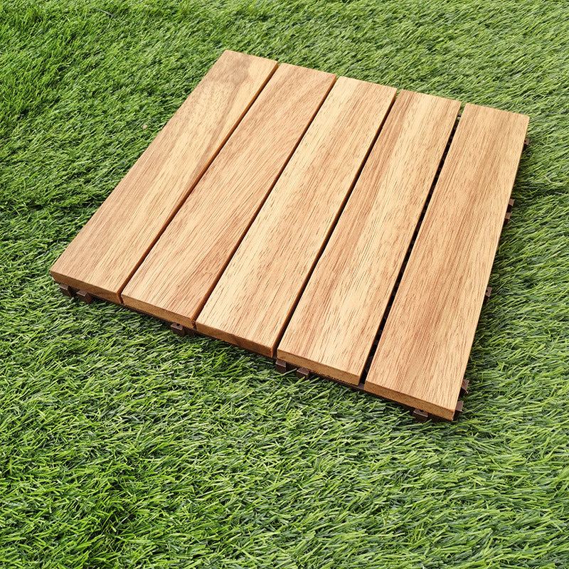 BowLift | Teak-Finish 5-Slat Square Wooden Floor Tiles Connection Garden Tiles