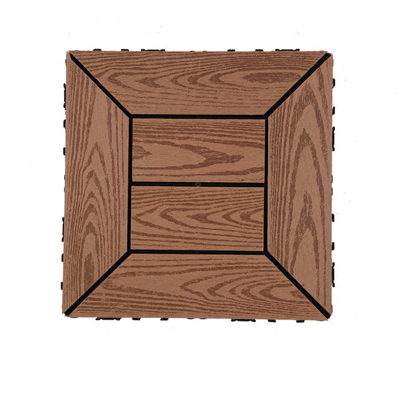 BowLift | 12" X 12" PVC 6-Slat Square Patio Tiles Snap Fit Installation Outdoor Floor Tiles