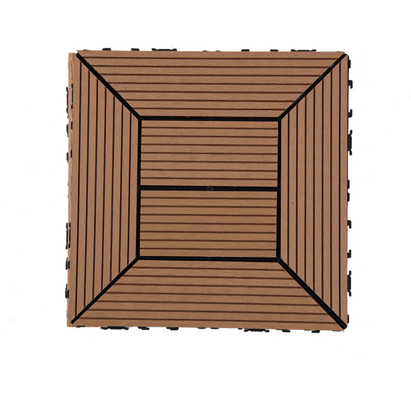 BowLift | 12" X 12" PVC 6-Slat Square Patio Tiles Snap Fit Installation Outdoor Floor Tiles