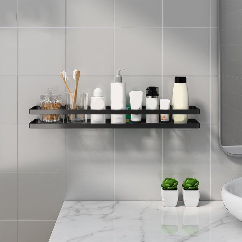 BowLift | 2-piece bathroom shelf made of matte black metal bathroom hardware set