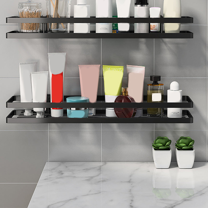 BowLift | 2-piece bathroom shelf made of matte black metal bathroom hardware set
