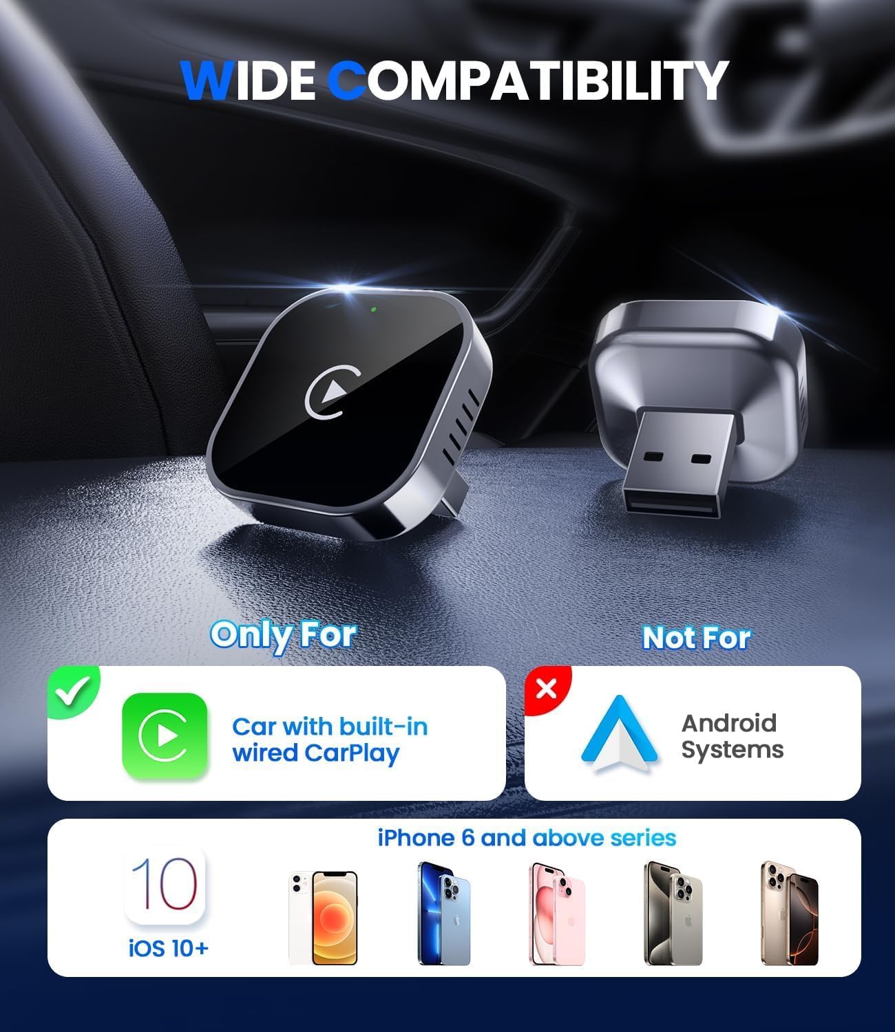 BowLift | Mini Wireless CarPlay Adapter with Dual-Band Connection and Compact Design – Novaro