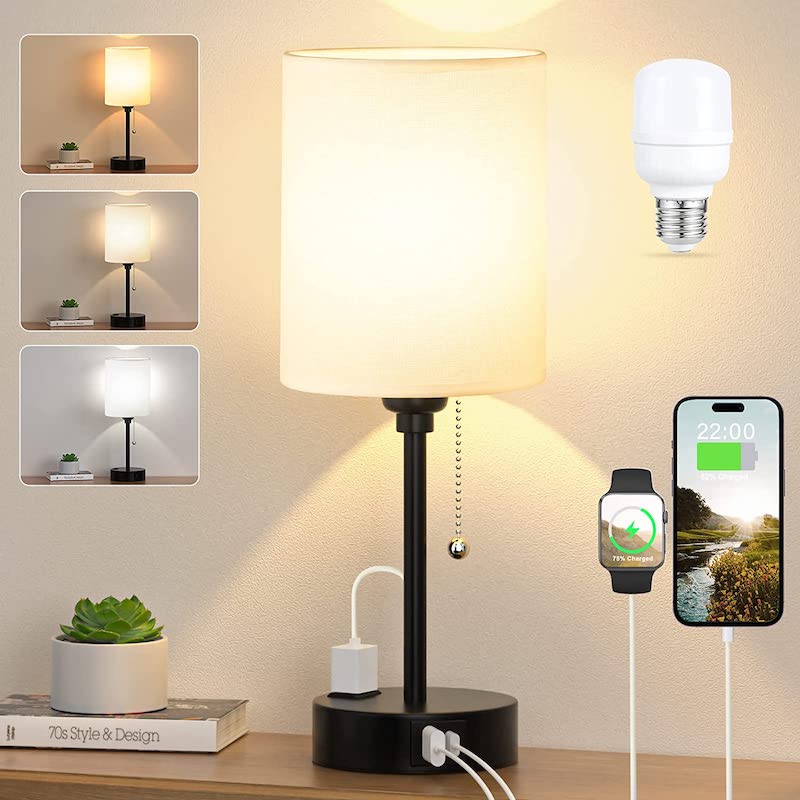 BowLift | Elegant Table Lamp with Smart Charging Options and Three Colors
