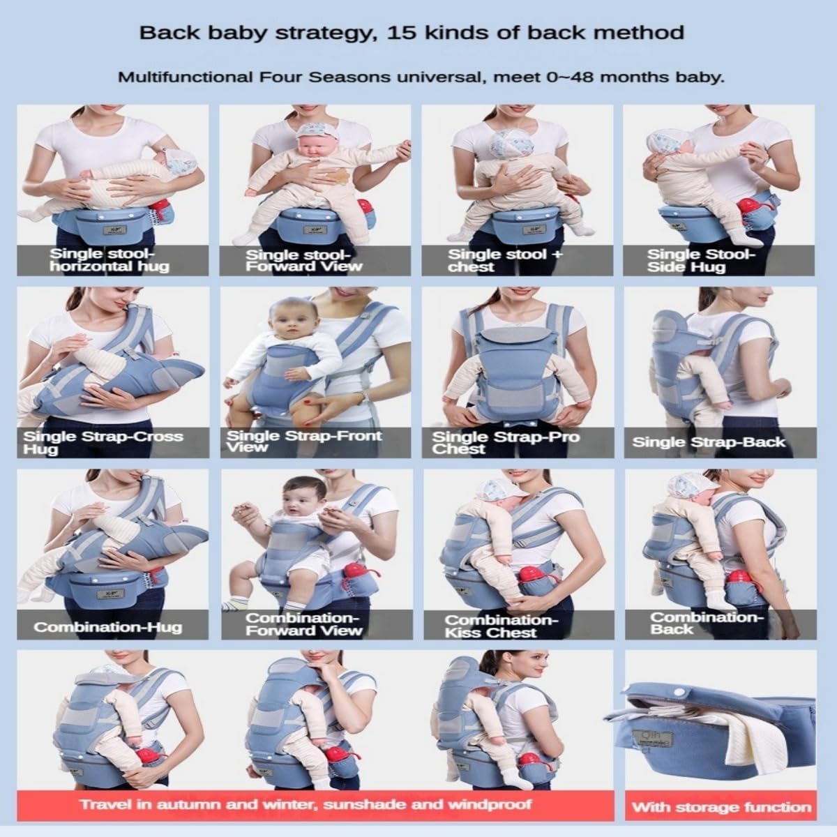 BowLift | 3-in-1 Ergonomic Baby Carrier with Storage Pouch – Soft Cotton Newborn to Toddler Carrier