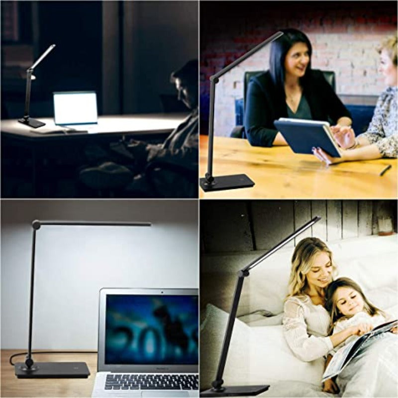 BowLift | LED desk lamp, touch control desk lamp with 3 brightness levels, dimmable office lamp with adjustable arm, foldable table lamp for desk bedroom nightstand office