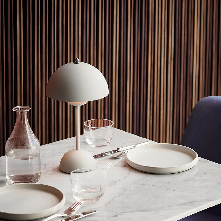 BowLift | Minimalist Flowerpot Table Lamp - Rechargeable Bedside Lamp & Cordless Design Mushroom Shaped Lamps