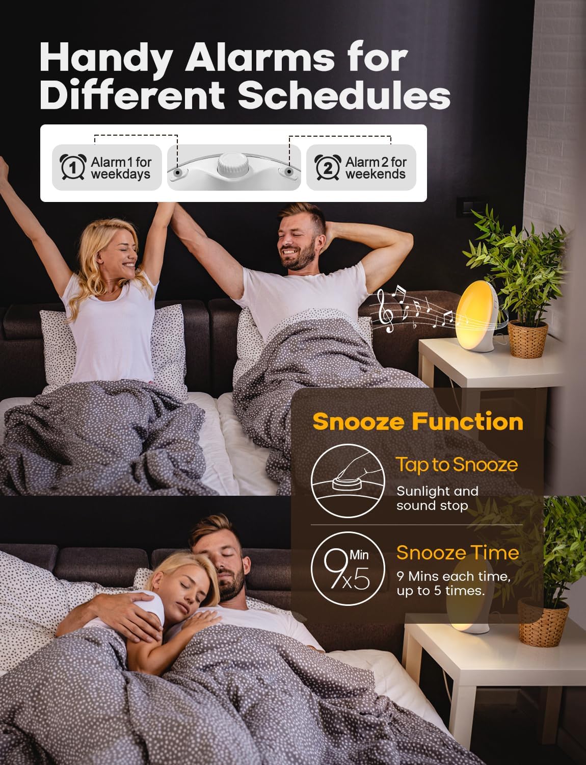 BowLift | GlowRise Natural Wake-Up Light Alarm Clock with Sunrise & Sunset Simulation