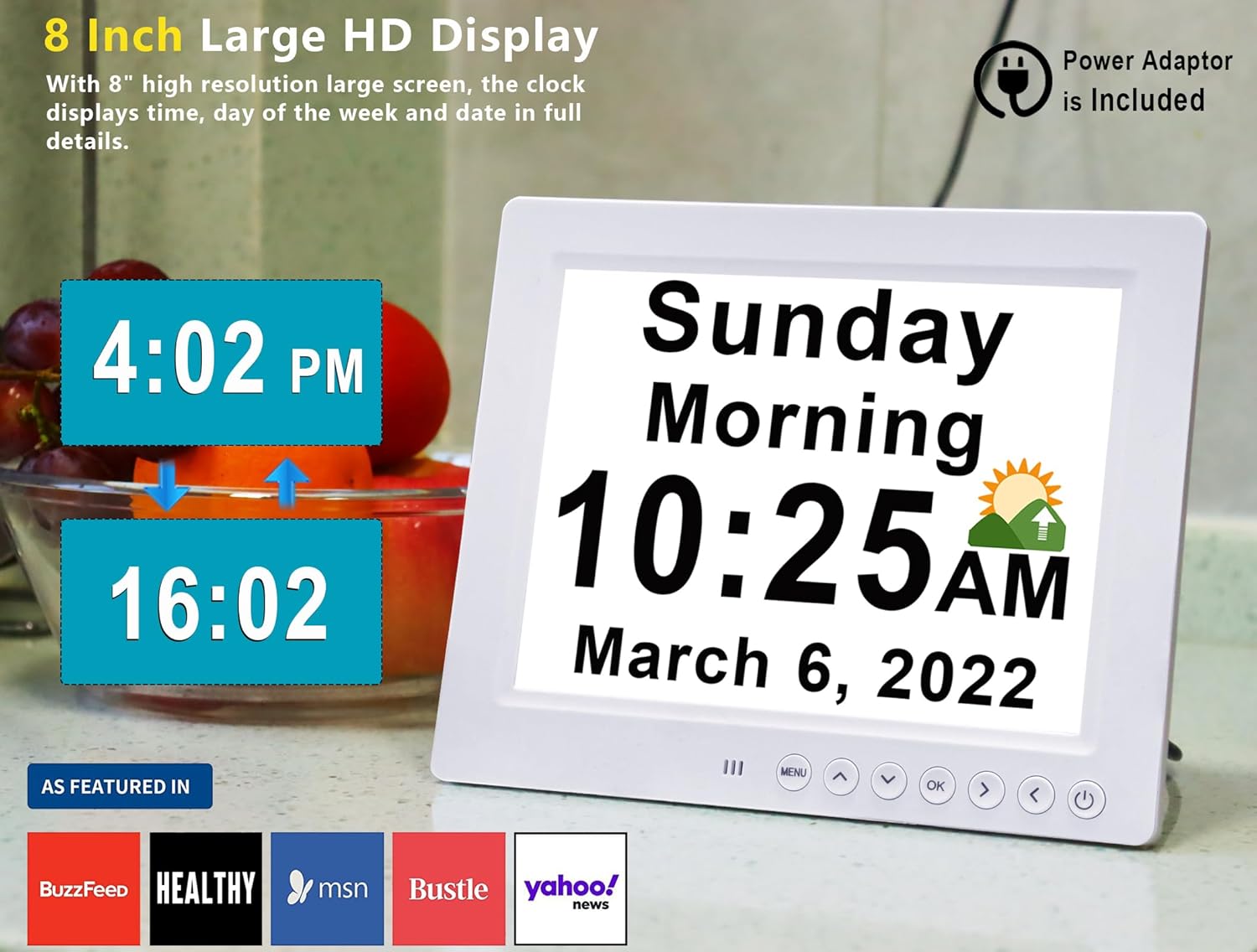 BowLift | 11.5-Inch Digital Calendar Day Clock with 19 Reminders – Claryon