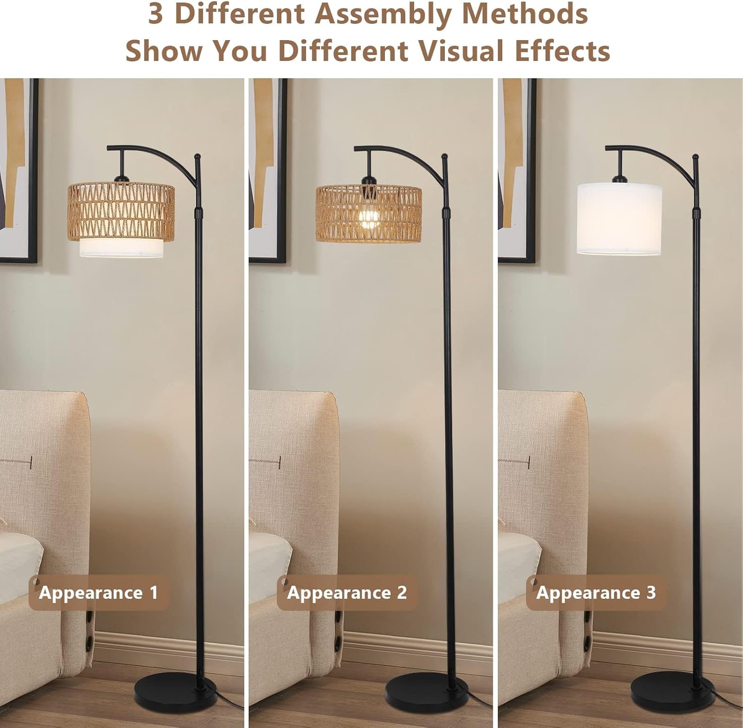 BowLift | Arc Floor Lamp with Remote Control & Dual Shades – Norvella