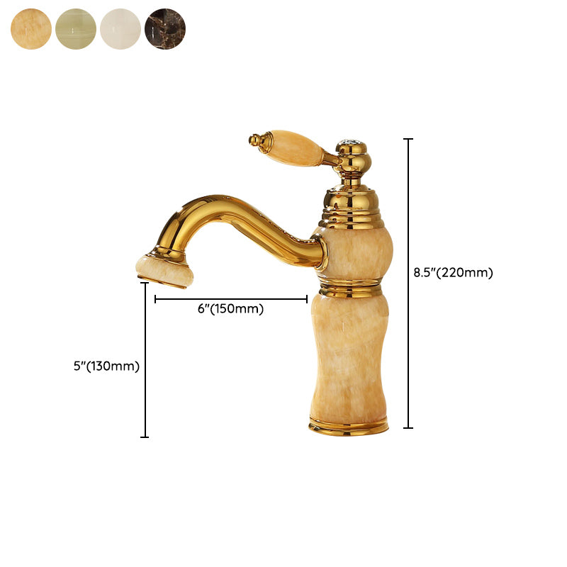 BowLift | Deck Mounted Copper Tub Faucet Low Arc Roman Tub Faucet Set with Jade