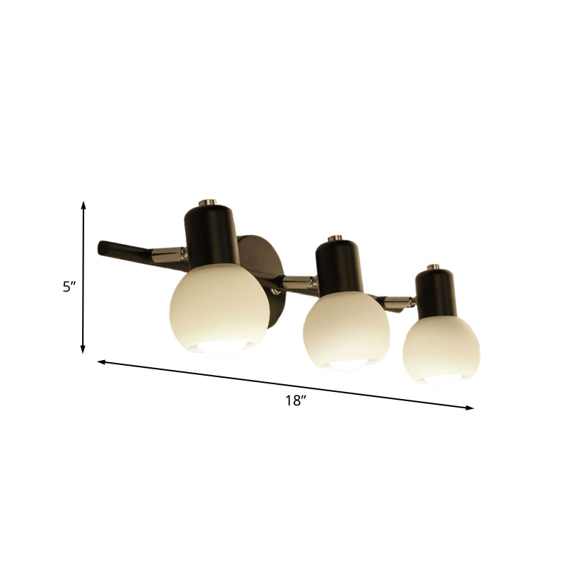 BowLift | Modo Wall Light Minimalist Opal Glass 2/3 Bulb Office Wall Mounted Lamp in Black with Linear Design