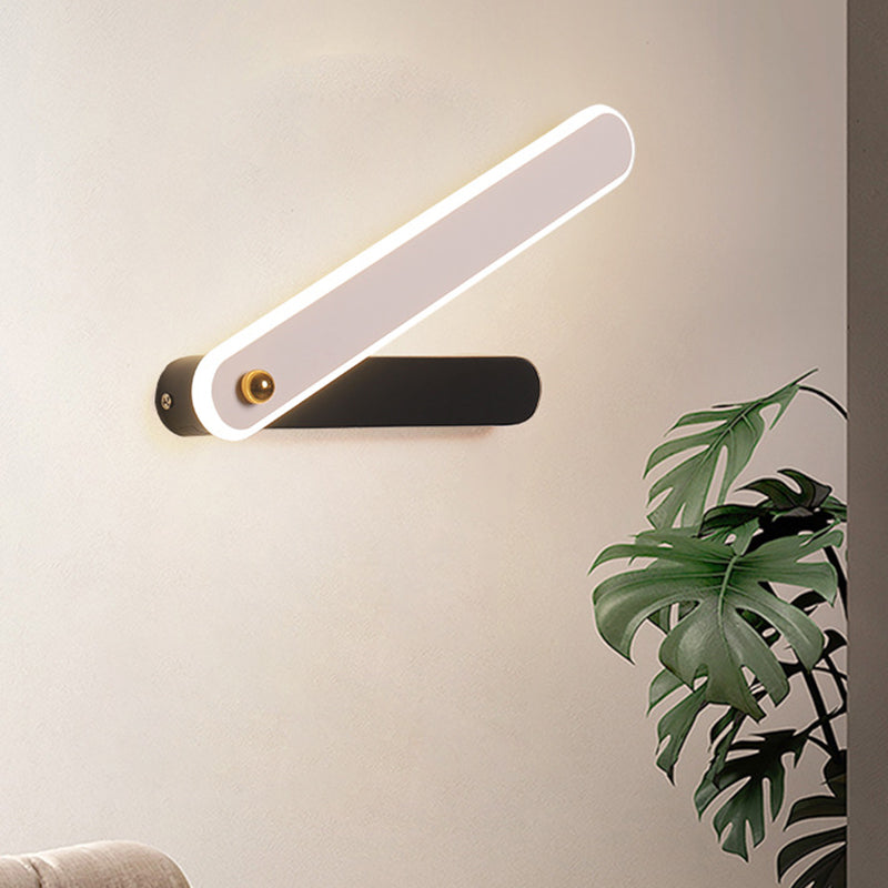 BowLift | Hour Hand Wall Mount Light Modernism Acrylic Black and White LED Wall Light in White/ Warm Light