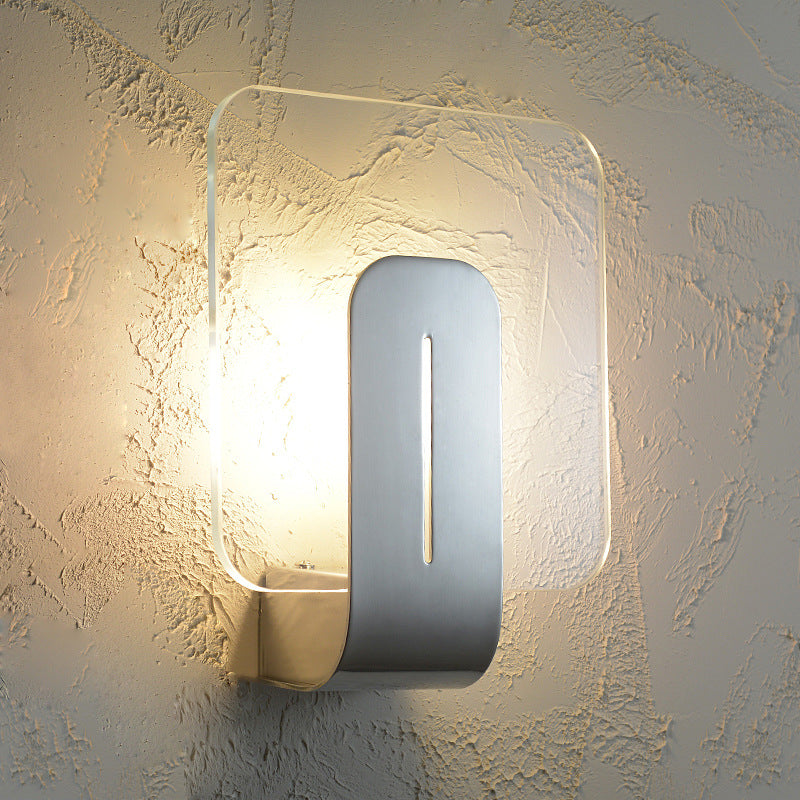 BowLift | 1 Head Bathroom Wall Light Modern Silver Finish Wall Mounted Lamp with Square Panel Clear Glass Shade